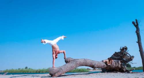 acrobatic yoga beach tree nature