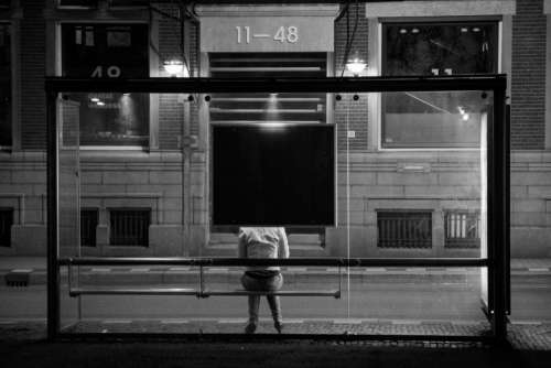 bus stop transportation street building