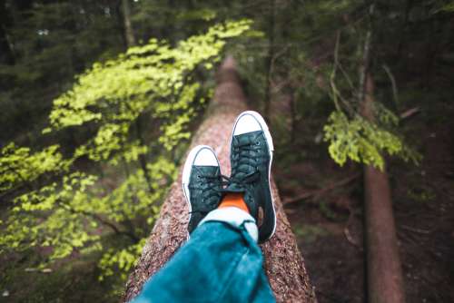 relaxing shoes nature hiking sitting