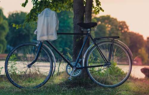 bike bicycle shirt clothes drying