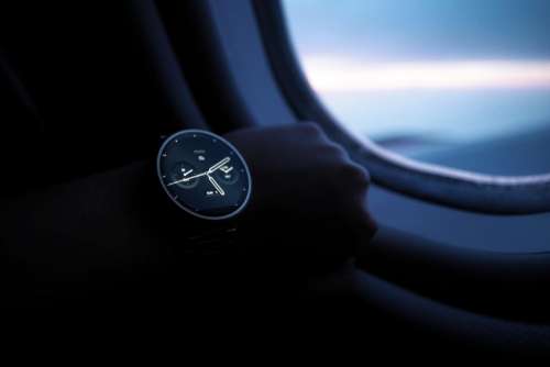 watch time clock airplane window