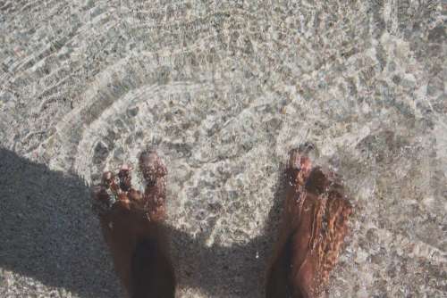 feet barefoot toes water beach
