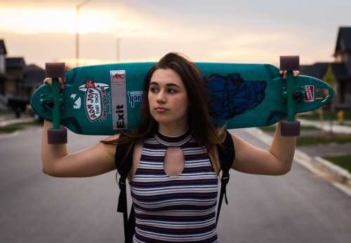 girl longboard summer cool hipster