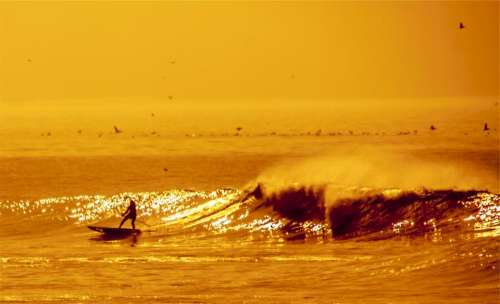 surfer surging waves water ocean