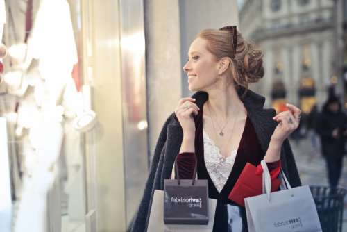 window shopping woman girl female