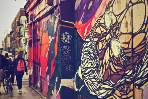 graffiti mural wall sidewalk city