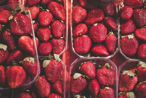 food fruits strawberries containers stack