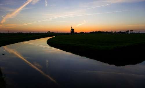 sunset dusk dark sky windmill