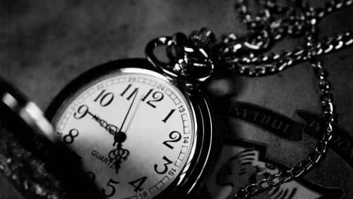 vintage clock black and white necklace time