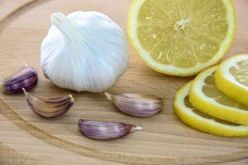 lemon fruit slice garlic onion
