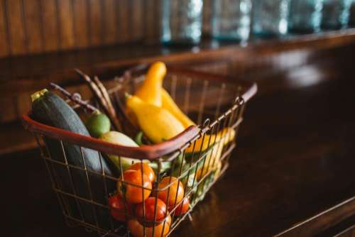 fruits vegetables basket healthy food