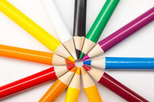 colored pencils circle rainbow art artist