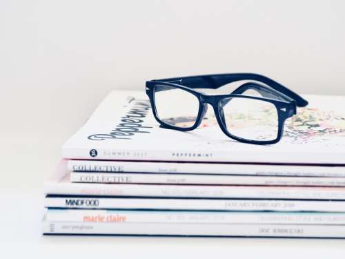stack magazines glasses spectacles hipster