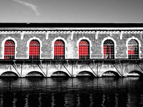 building bridge architecture windows bricks