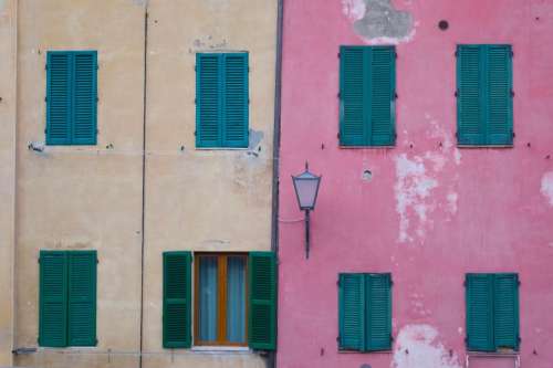 pink wall building design window