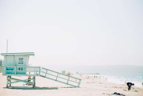 beach sand lifeguard hut sky
