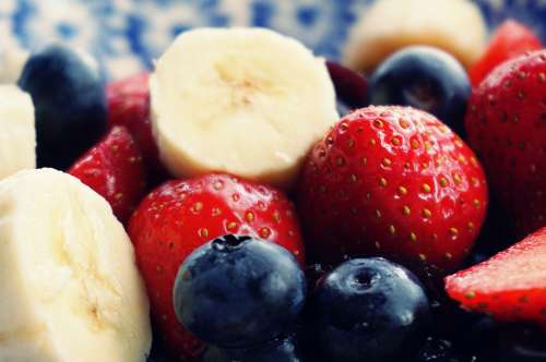 strawberries blueberries banana fruit berries