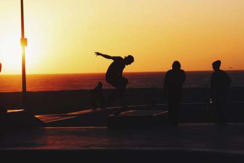 sunset dusk sky summer skateboarding