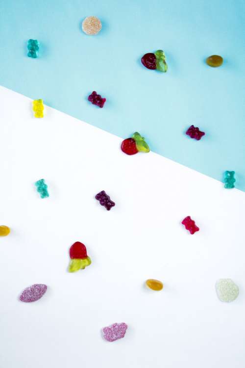 gummy candy flat lay abstract colorful