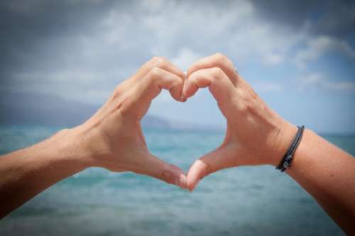 heart hands love romance ocean