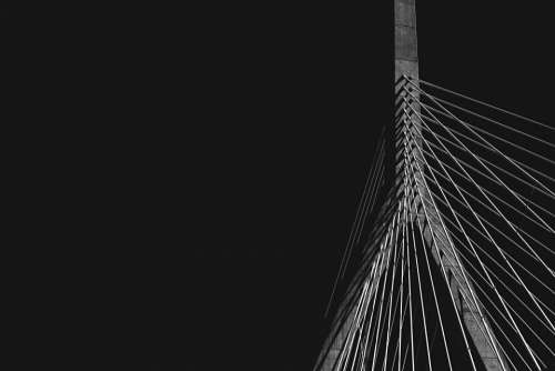 dark black and white infrastructure cable-stayed bridge
