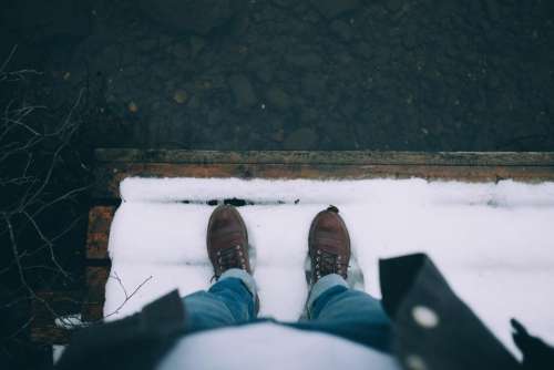 snow winter leather shoe jeans