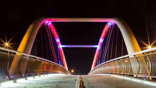 bridge architecture lights night evening