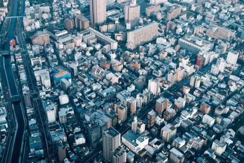 aerial view buildings city urban