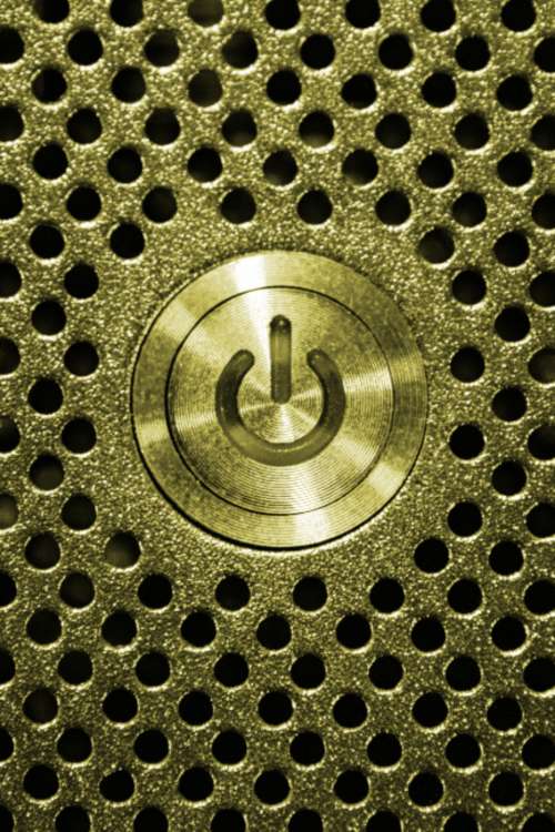 gold power button computer pc