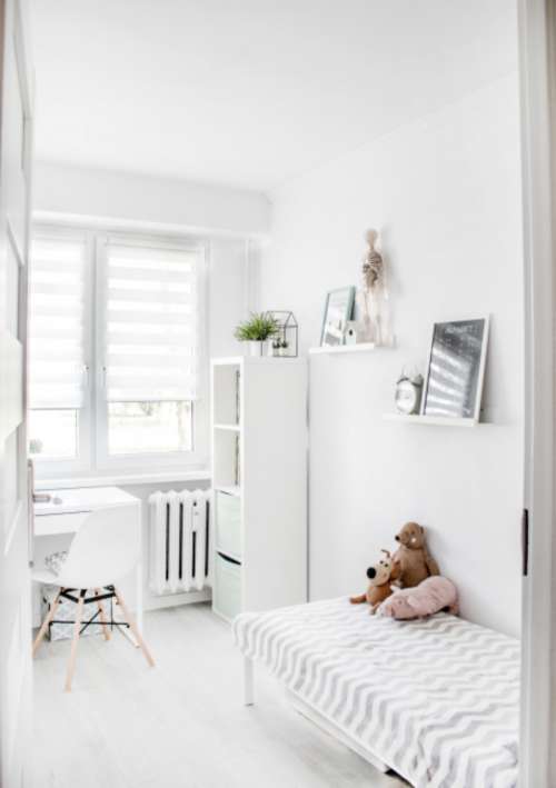 child bedroom white minimal teddy bear