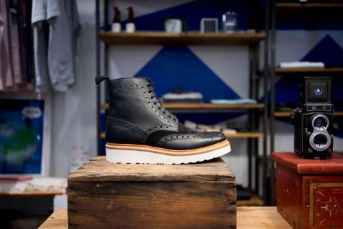shoes shoelace black leather design