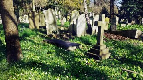 cemetery graveyard cross spring grass