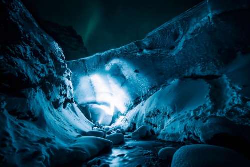 ice cave rocks snow winter