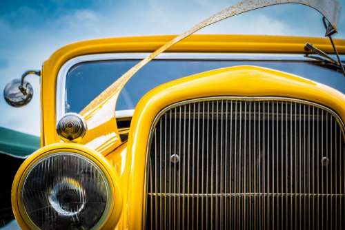 vintage yellow car transportation travel