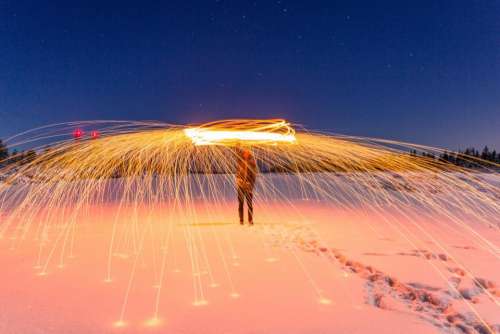 people man fire dance long exposure