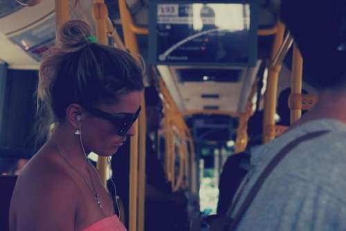 girl woman bus transportation people