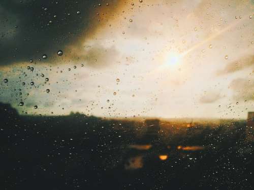 window glass wet water raindrops