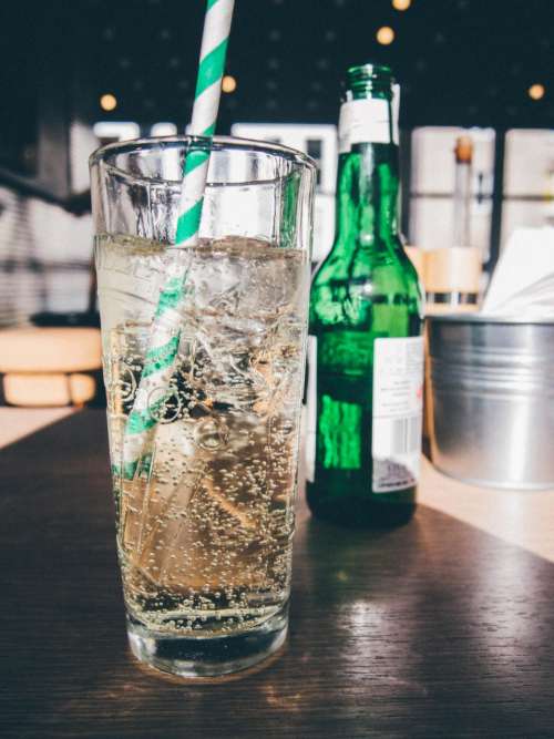 soda soft drink glass straw bottle