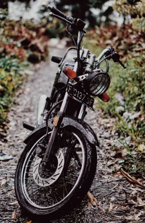 vintage motorbike black retro park