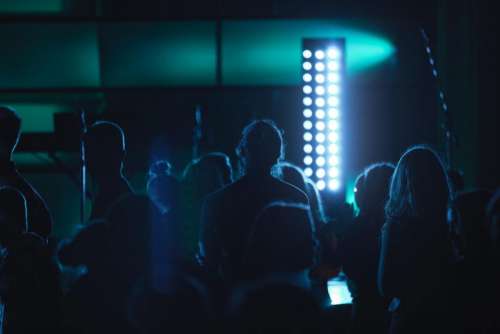 dark night people crowd concert