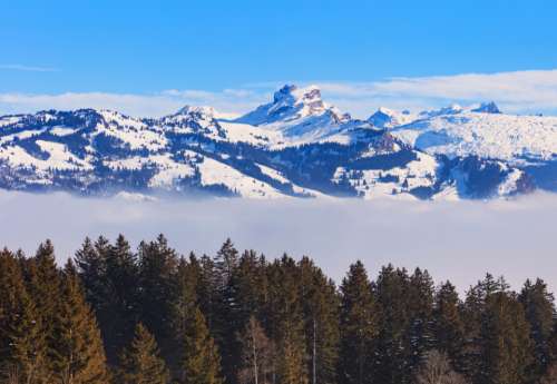 Switzerland Schwyz winter wintertime view