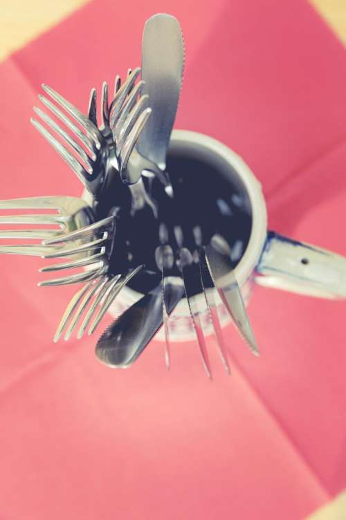 fork knife kitchen utensils cup
