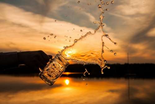 glass jar water drink sunset
