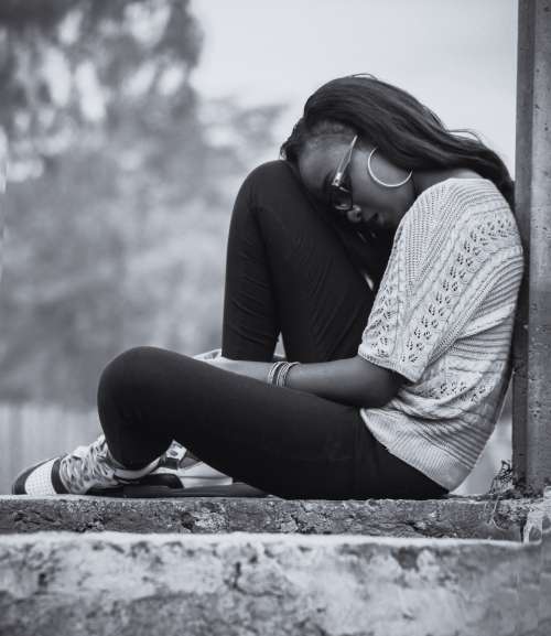 girl grayscale sitting female person