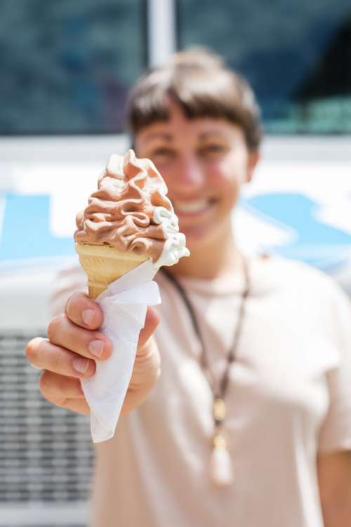 woman ice cream cone hand girl
