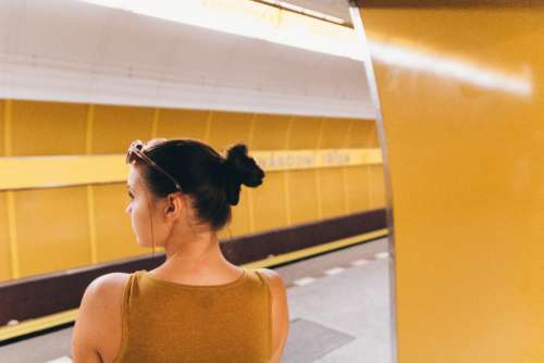 yellow colorful metro subway underground
