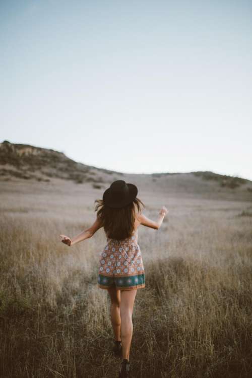 people girl walking alone outdoor