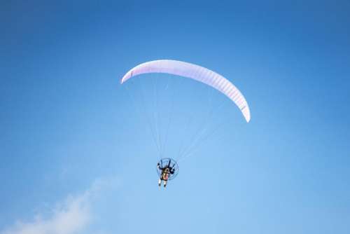 fun exciting parachute jump man