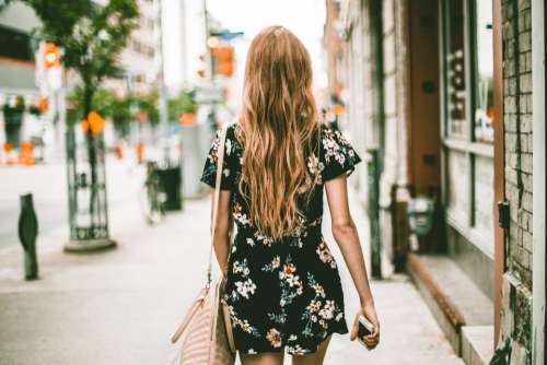 walking city girl female woman