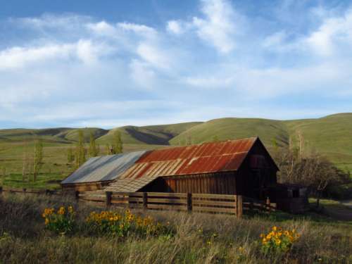 old farm barn rustic landscape